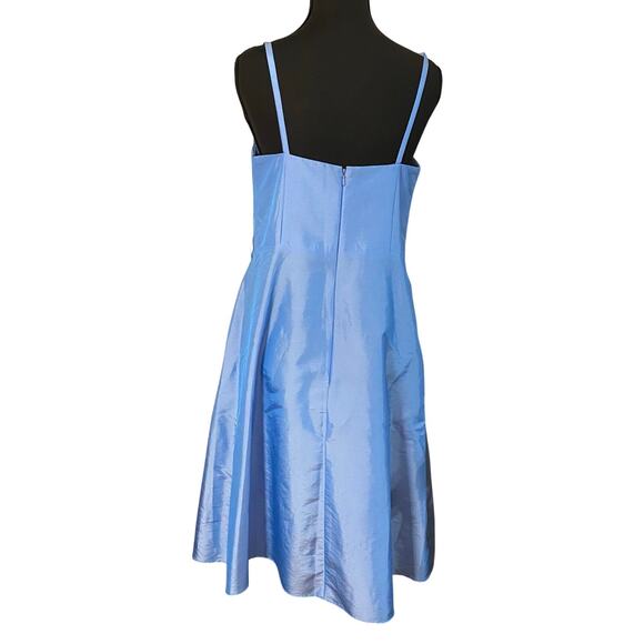 Da Vinci Ice Blue Satin Fit & Flare Y2K Holiday Party Dress Size 10 VTG - Picture 2 of 8